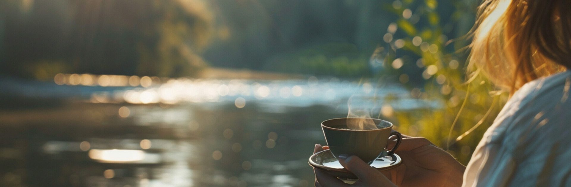 woman drinking tea outdoor